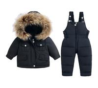 Bebé Conjunto de Trajes de Nieve Niños Niñas Abrigos de Pluma Pantalones de Babero 2 Piezas Traje de Esquí Invierno de Nieve Chaquetas Pantalón de Esquí