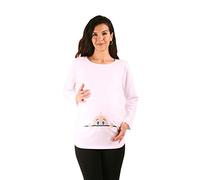 bebé Curioso - Camiseta premamá Sudadera con Estampado para el Embarazo, Manga Larga (Blanco, Medium)