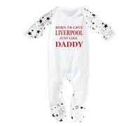 Bebe Dory Born to Love Liverpool Just Like Daddy - Ropa de dormir 100% algodón, ultrasuave, acogedora y transpirable para bebés y niños pequeños, Estrellas blancas y negras, 6-12 Meses