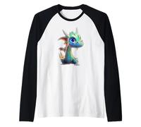 Bebé Dragón De Cristal Ópalo-Cristal Gran Angular Arte Realista Camiseta Manga Raglan