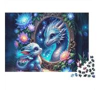Bebé Dragón Fantasía Rompecabezas 1000 Piezas Adultos y Familia Bebé Dragón Espejo Flores Premium Grueso Resistente Desafiante Alivio Estrés Juego 70x50cm/1000pcs