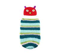 Bebé foto foto ropa lana tejer Caterpillar saco de dormir bebé foto ropa fotografía traje hecho a mano sombrero de punto Props 0-6 meses hombres y mujeres bebés (verde)