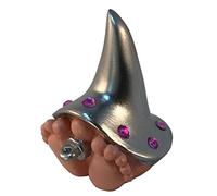 Bebé gnomo "Trixie" - Una bebé gnomo con sombrero plateado adornado con gemas rosas para tu jardín para hadas