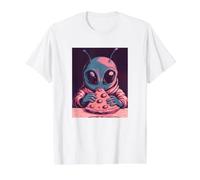 Bebé Gris Alien Comer Rebanada De Pizza Extraterrestre Camiseta gráfica económica, Hombre, Blanco, M