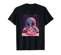 Bebé Gris Alien Comer Rebanada De Pizza Extraterrestre Camiseta gráfica económica, Hombre, Negro, XL