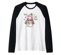 Bebé, Hace frío afuera, muñeco de Nieve Festivo Camiseta Manga Raglan
