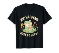 Bebe Happens Just Be Hoppy Kawaii Cottagecore Frog Camiseta