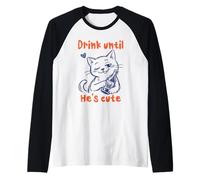 Bebe hasta Que Sea Lindo Gato Cerveza Camiseta Manga Raglan