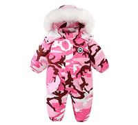 Bebé Invierno Traje de Esquiar Pelele Niños Mameluco Niñas Lana Abrigo Muchachas Impermeable Encapuchado una Pieza Mono Rosado 3-4 Años