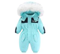 Bebé Invierno Traje de Nieve Mameluco Niño Niña con Capucha Pelele Polar Abrigo Ropa Cremallera Mono Cortaviento Ropa Exterior Traje de Esquí Lago Azul 12-18 Meses