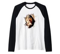 Bebé Jesús y Madre María | Regalo para Mujeres Cristianas Católicas Camiseta Manga Raglan