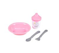 BEBE - Juego de comidas con plato + cubiertos y taza de plástico Essen'Ciel rosa