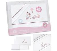 Bebe Juego De Sábanas Franela Conjunto 3 Pcs Cuna 60X120 100% Algodón Blanco/Maquillaje - Modelo 025 - Hecho en España