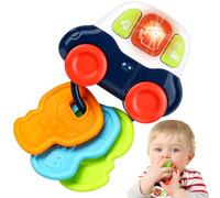 Bebé Juguete Dentición 2-En-1 - Mordedor Clave Para Bebé & Coche Musical|Juguete Llave De Silicona Alimentaria|Juguete Musical Sensorial Montessori Con Luz|Juguete Educativo Viaje 0-36 Meses (azul)
