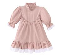 Bebé Niña Algodón Lino Vestido Niño de Manga Media Primavera Niñas Color Sólido Falda Conjunto