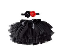 Bebé Niña Dulce Tutú Falda Fiesta Carnaval Tot-Petite Girl Tul Tutu Lazo Falda Diadema Niño Carnaval Pomponeada Tul Princesa Vestido Diadema Dos Piezas Ensem, Le Noir, 2-3 Años