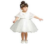 Bebé Niña Ropa de Bautizo Vestido con Capa de Encaje Bebé Flor Tul Vestidos para Niñas Princesa Bodas Cumpleaños Baile de Graduación Blanco 12-18 Meses
