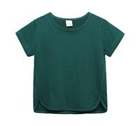 Bebé Niña Sólido Manga Corta Cuello Redondo Irregular Camisetas Tops Camisetas Ropa para Niño Camisa Coche, verde, 5-6 años