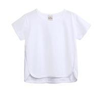 Bebé Niña Sólido Manga Corta Cuello Redondo Irregular Camisetas Tops Camisetas Ropa para Niño Camisa Coche, Blanco, 4-5 años
