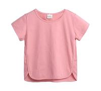 Bebé Niña Sólido Manga Corta Cuello Redondo Irregular Camisetas Tops Camisetas Ropa para Niño Camisa Coche, Rosa., 4-5 años