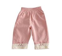 Bebé Niñas Costuras Bordado Pantalones Delgados Casual Pantalones Niñas Bunny Pantalones Rectos Pantalones Vaqueros para Bebé, Rosa., 3-4 años