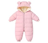 Bebé Niñas Niños Traje De Nieve Invierno Mameluco Abrigo Recién Nacido Grueso Cremallera Mono Bebé Cortaviento con Capucha Polar Pelele Ropa de Abrigo Rosa 6-9 Meses