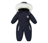 Bebé Niñas Traje de Nieve Mono Niños Impermeable Mameluco Chaquetas de Esquí Traje Niños Lana Abrigo Antivento Desgastar Azul 12-18 Meses