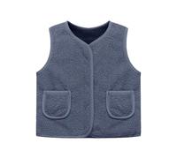 Bebé Niños Espesar Forro Chalecos Niño Niña Chalecos Cuello en V Cremallera Sin Mangas Invierno Niños pequeños Chaquetas (Marina de guerra, 10-12 años)