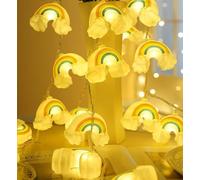 Bebé Niños Lindo Arco Iris Luna Lámpara Hada Cadena Luces Cálida Habitación Luz Pasillo Decoración Batería Fiesta Navidad Vacaciones Guardería Regalo DIY Noche Ambiente Luces