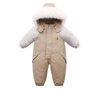 Bebé Niños Niñas Invierno Espesar Con Capucha Abrigo Chaqueta Traje de Nieve Niño a Prueba de Viento Cálido Mono Outwear Nieve, caqui, 18-24 meses