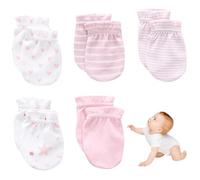 Bebé No Scratch Mittens 5 par 5 Patrón de algodón suelto Mittens para bebés 0-6 meses suaves y cómodos guantes recién nacidos para niñas para niñas..