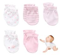 Bebé No Scratch Mittens 5 par 5 Patrón de algodón suelto Mittens para bebés 0-6 meses suaves y cómodos guantes recién nacidos para niñas para niñas.