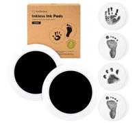 Bebé Pie y Huella De La Mano Sin Tinta Almohadilla de Tinta - 2-Pack Toque Limpio Impresión De Manos y Pies Almohadillas Tinta Recuerdo - Bebé Almohadilla Tinta Recién Nacida Kit (Jet Black)