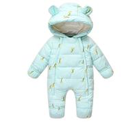 Bebé Plumón Traje de Esquiar Mameluco Niños Niñas Encapuchado Mono Invierno Niño Pelele Desgastar Trajes Verde 12-18 Meses