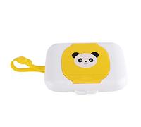 Bebé portátil al aire libre dispensador de pañuelos de papel higiénico infantil reutilizable Cochecito mochila trapos mojados caja de pañuelos conveniente para viajes(White + Yellow)