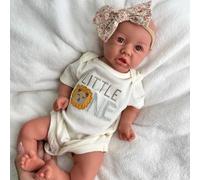 Bébé Reborn Fille Réaliste en Silicone de 43 cm - Yeux et Bouche Ouverts, Cadeau pour Nouveau-né, Personnes Âgées et Enfants (Painted#3)