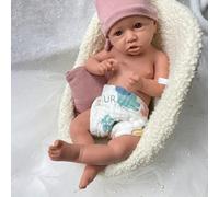 Bébé Reborn Fille Réaliste en Silicone de 43 cm - Yeux et Bouche Ouverts, Cadeau pour Nouveau-né, Personnes Âgées et Enfants (Unpainted#3)