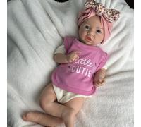 Bébé Reborn Fille Réaliste en Silicone de 43 cm - Yeux et Bouche Ouverts, Cadeau pour Nouveau-né, Personnes Âgées et Enfants (Painted#1)