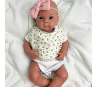 Bébé Reborn Fille Réaliste en Silicone de 48 cm Avec Grands Yeux - Nouveau-né Articulé et Réaliste, Cadeau Fait Main pour Enfants et Collectionneurs (Painted#3)
