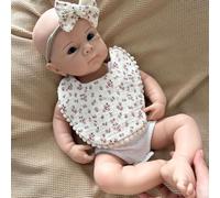 Bébé Reborn Fille Réaliste en Silicone de 48 cm Avec Grands Yeux - Nouveau-né Articulé et Réaliste, Cadeau Fait Main pour Enfants et Collectionneurs (Painted#1)