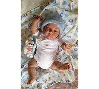 Bebè Reborn Prematuro Cielo.FABRICACIÒN ESPAÑOLA,Mide 47CM Y Pesa 1,8KG,Adecuado para NIÑAS A Partir DE Dos AÑOS,Vinilo DE Silicona,ROJECES,CAIDA DE CABECITA,Cuerpo Blando,