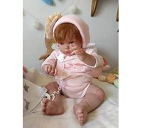 Bebè Reborn Tàbatha,Pelirroja DE Ojos Grises,ROJECES,Pelo TUPIDO,52CM Y 2,3KG,Vinilo DE Silicona,Hecha EN ESPAÑA.