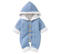 Bebé Recién Nacido con Capucha Mameluco de Punto Suéter de Lana Más Cálido Traje de Nieve Mono Overoles Peleles Ropa de Abrigo de Invierno Infantil para Niños Niñas