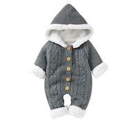 Bebé Recién Nacido con Capucha Mameluco de Punto Suéter de Lana Más Cálido Traje de Nieve Mono Overoles Peleles Ropa de Abrigo de Invierno Infantil para Niños Niñas