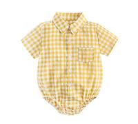 Bebé recién Nacido niños bebés niños niñas Manga Corta Patchwork Camisa a Cuadros Traje Mono Piezas Compatible with Moto Disfraces De Animales