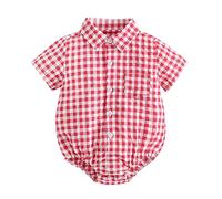 Bebé recién Nacido niños bebés niños niñas Manga Corta Patchwork Camisa a Cuadros Traje Mono Piezas Compatible with Moto Disfraces De Animales