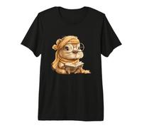 Bebé Reptil pequeño Libro Lectura gráfico Lagarto Gafas Redondas Camiseta Premium
