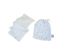 Bebé Suavizante, Set de 5 Desbabas de Gasa de Algodón y Esponja 11 x 11 cm con bolsa blanca