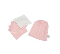 Bebé Suavizante, Set de 5 Desbabas de Gasa de Algodón y Esponja 11 x 11 cm con bolsa rosa