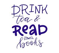 Bebe té y lee citas inspiradoras y motivadoras. Pegatinas de pared 49.2x60.2cm Decoración artística Azul oscuro